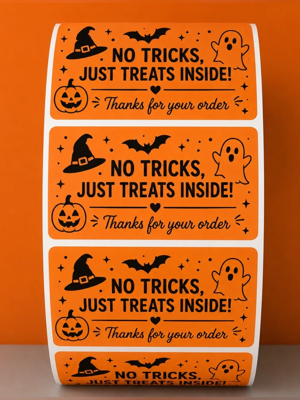No Tricks Just Treats Inside Stickers 2x1 Halloween Thanks For Your Order Labels